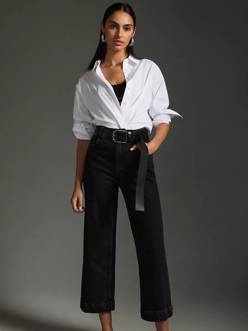 Pilcro Women's The Skipper High-Rise Crop Wide-Leg Jeans In Black Size 32